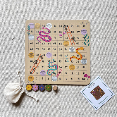 Wooden Snake and Ladder Game | Board Games | Beige