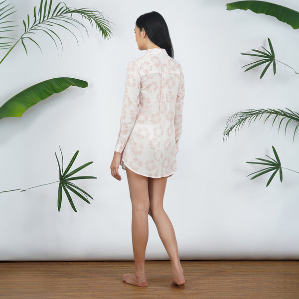 Modal Shirt Dress For Women | Hibiscus Handprinted
