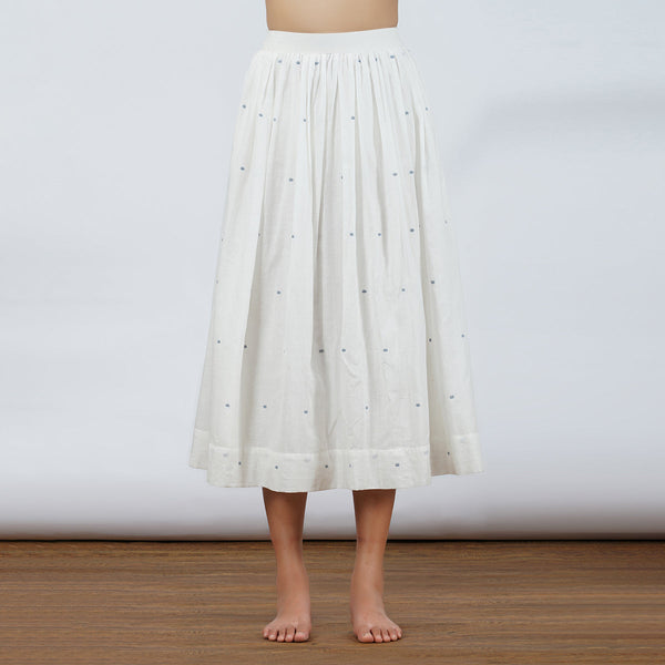 Jamdani Skirt Set For Women | White