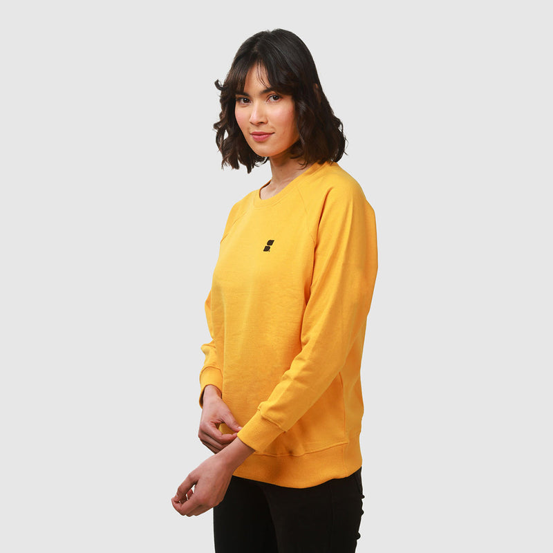 Recycled Cotton Sweatshirt for Women | Crew Neck | Yellow