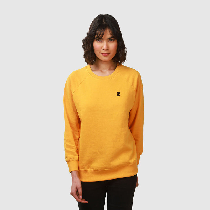 Recycled Cotton Sweatshirt for Women | Crew Neck | Yellow