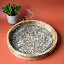 Wooden Carved Round Tray | Black