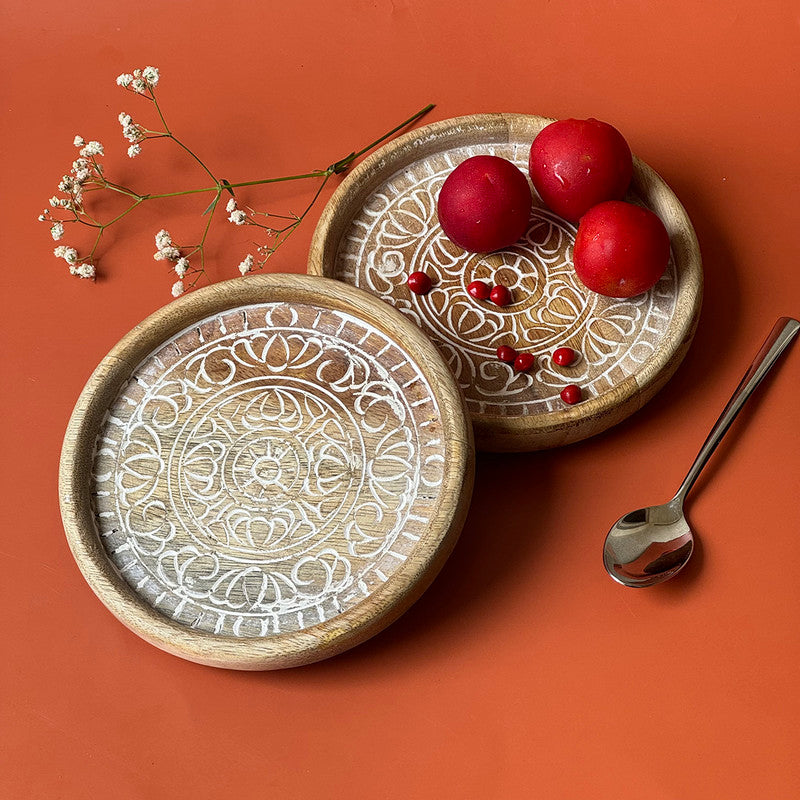 Wooden Small Tray | White | Set of 2