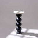 Round Side Table | Wood & Marble | Black | 9 inches