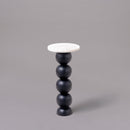 Round Side Table | Wood & Marble | Black | 9 inches