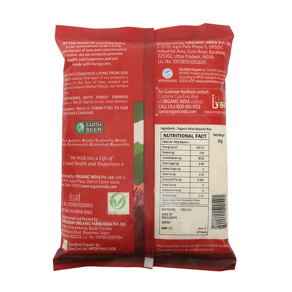 Organic India | White Rice Basmati | 1 kg