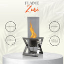 Zuri Ventless Tabletop Fireplace | Indoor & Outdoor | Stainless Steel | Fire Pit Clean Burning Real Flame | Silver