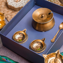 Brass Ghee Pot with Diyas | Gift Hamper | Set of 2