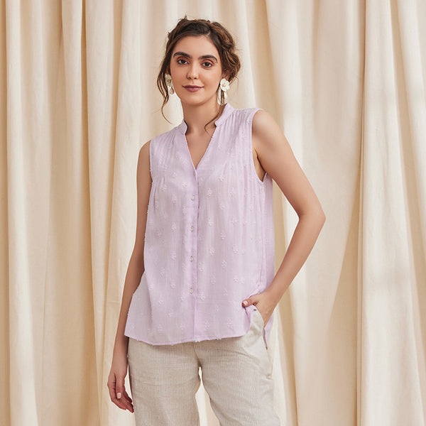 Organic Cotton Women Shirt | Sleeveless | Lavender