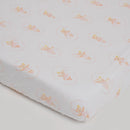 Organic Cotton Baby Cot Bed Sheet | Bear Design | Beige & White.