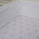 Organic Cotton Baby Cot Bed Sheet | Bear Design | Beige & White.