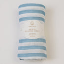 Organic Cotton Baby Swaddle | Striped | Blue & White | 120 x 120 cm | Set of 2.