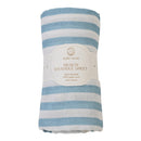 Organic Cotton Baby Swaddle | Striped | Blue & White | 120 x 120 cm | Set of 2.