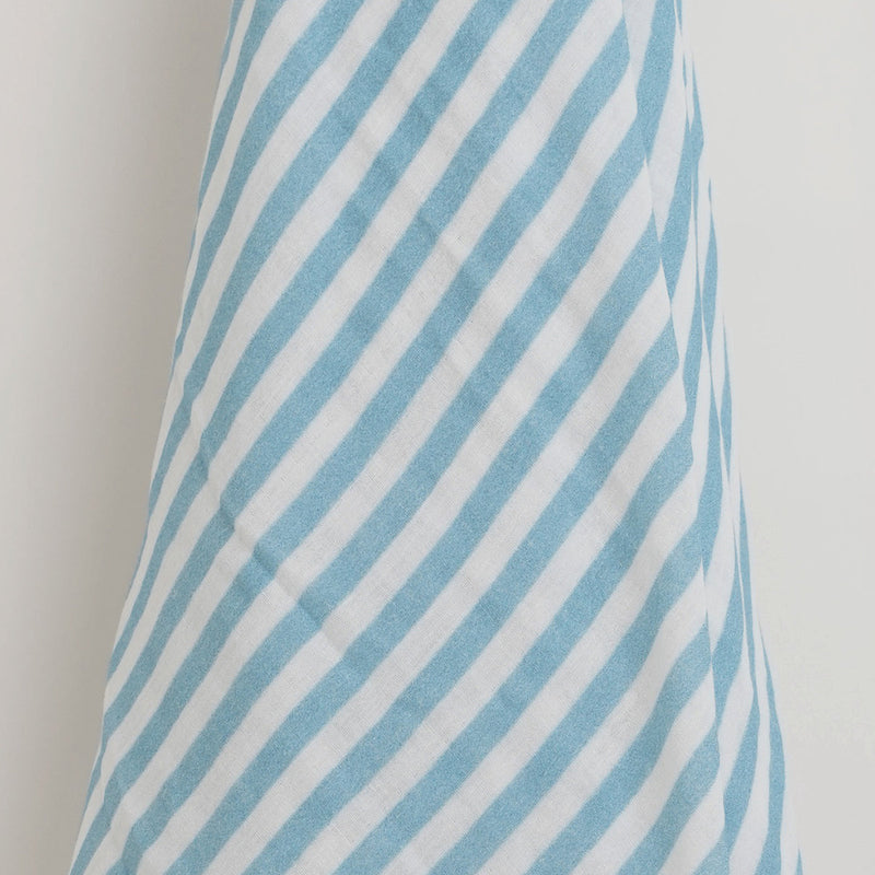 Organic Cotton Baby Swaddle | Striped | Blue & White | 120 x 120 cm | Set of 2.