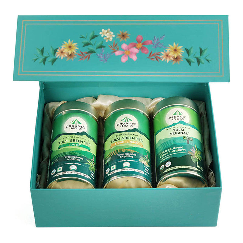 Festival Exotic Brew Tea Box | Tulsi Original | Tulsi Green Tea Classic | Lemon Ginger | Set of 3