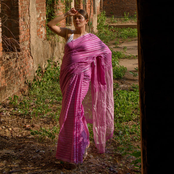 Handloom Cotton Saree | Pink