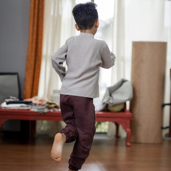 Linen Shirt for Boys | Pleated | Beige