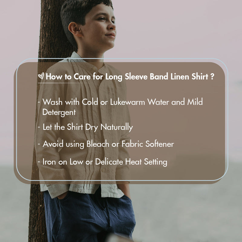 Linen Shirt for Boys | Pleated | Beige