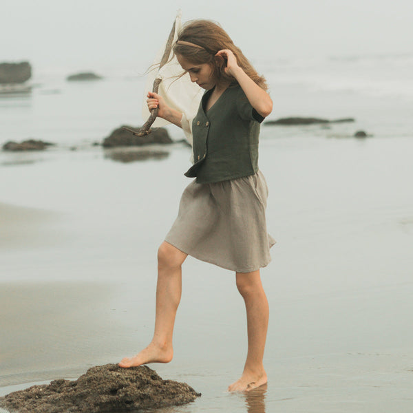 Casual Top for Girls | Linen Flax | Green