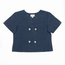 Casual Top for Girls | Linen Flax | Blue