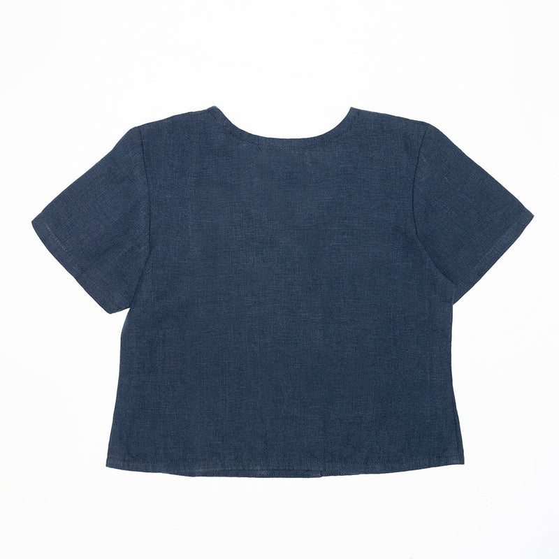 Casual Top for Girls | Linen Flax | Blue