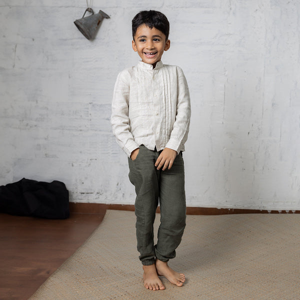 Linen Pants for Kids | Jogger Pants |  | Green