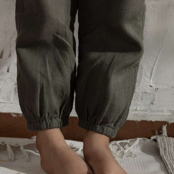 Linen Pants for Kids | Jogger Pants |  | Green