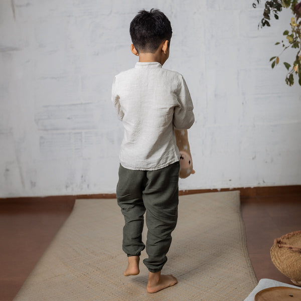 Linen Pants for Kids | Jogger Pants |  | Green