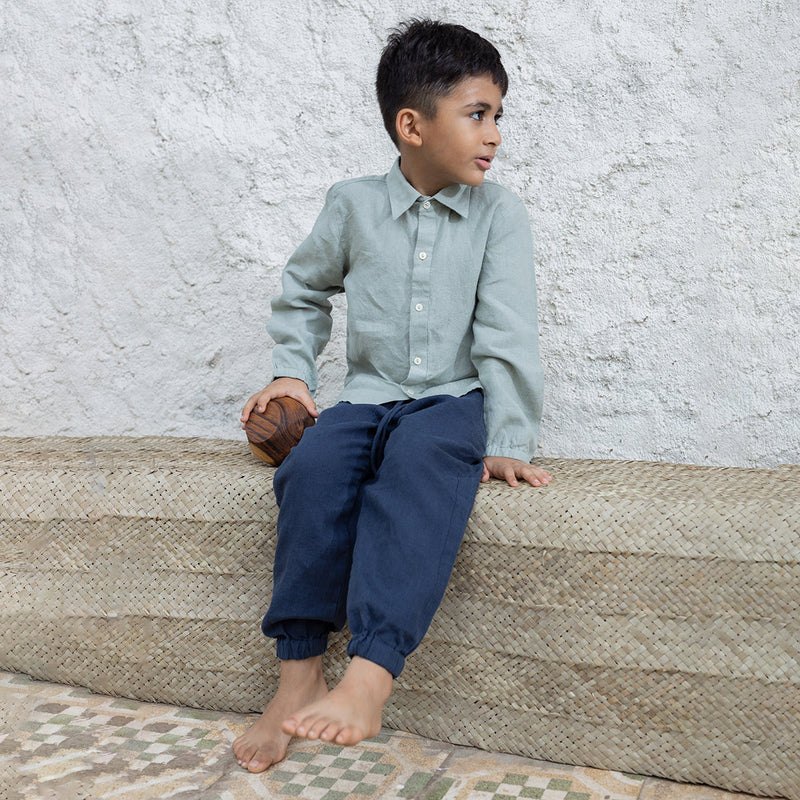 Linen Pants for Kids | Jogger Pants |  | Blue