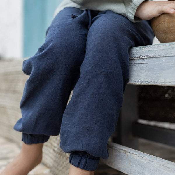 Linen Pants for Kids | Jogger Pants |  | Blue