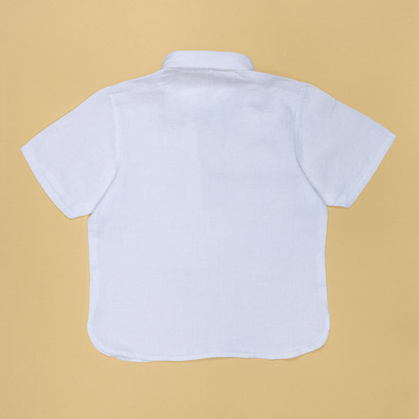 Linen Polo T-Shirt for Boys | Half Sleeves | White