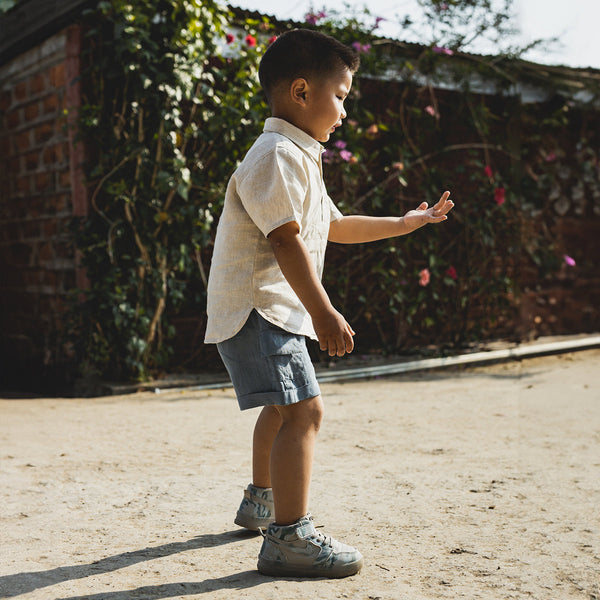 Linen Polo T-Shirt for Boys | Half Sleeves | Beige