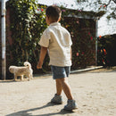 Linen Polo T-Shirt for Boys | Half Sleeves | Beige