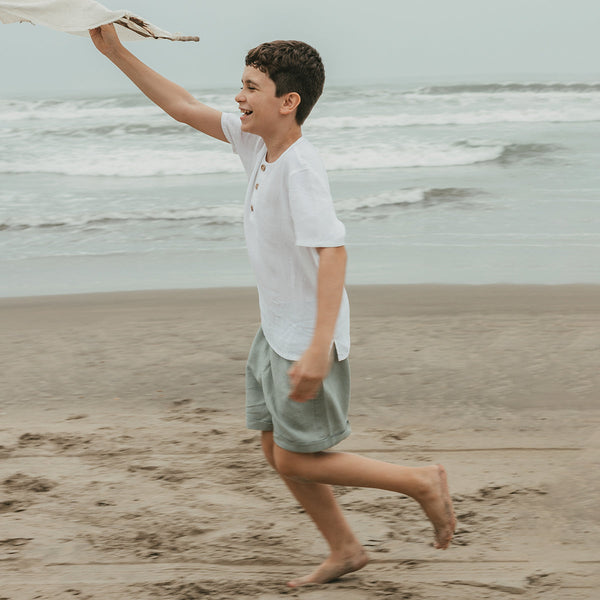 Linen Shorts for Boys | Green