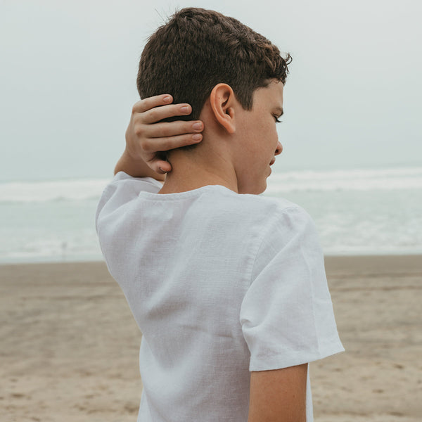 Linen Boys Shirt | Short Sleeves | White