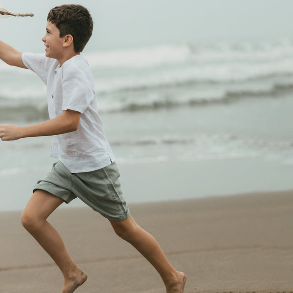 Linen Boys Shirt | Short Sleeves | White