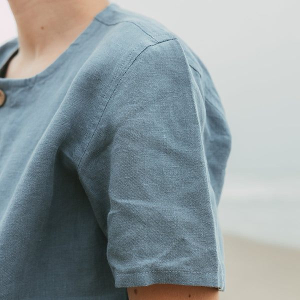 Linen Shirt for Boys | Short Sleeves | Blue