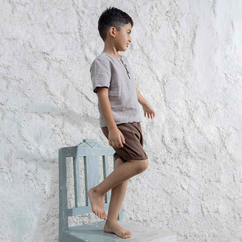 Linen Shirt for Boys | Short Sleeves | Beige