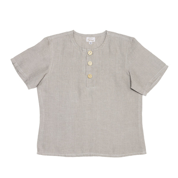 Linen Shirt for Boys | Short Sleeves | Beige