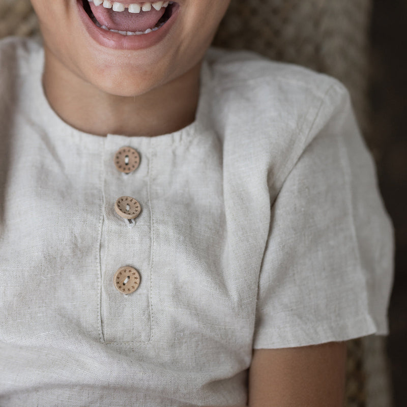 Linen Boys Shirt | Short Sleeves | Off-White