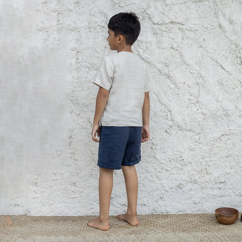 Linen Boys Shirt | Short Sleeves | Off-White