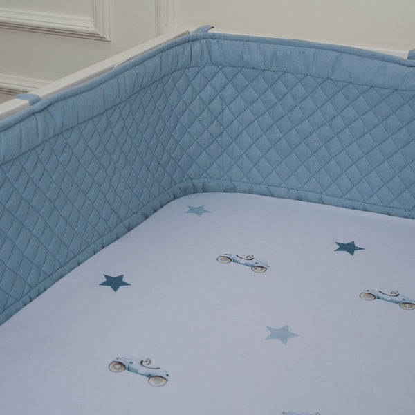 Organic Cotton Baby Cot Bumper | Solid | Blue.