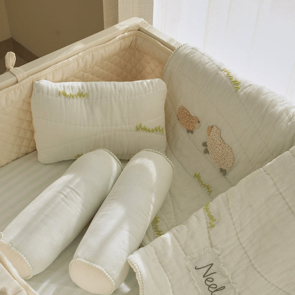 Organic Cotton Baby Cot Bumper | Solid | Beige.