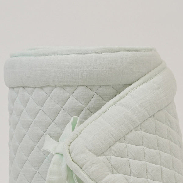 Organic Cotton Baby Cot Bumper | Solid | Green & White.