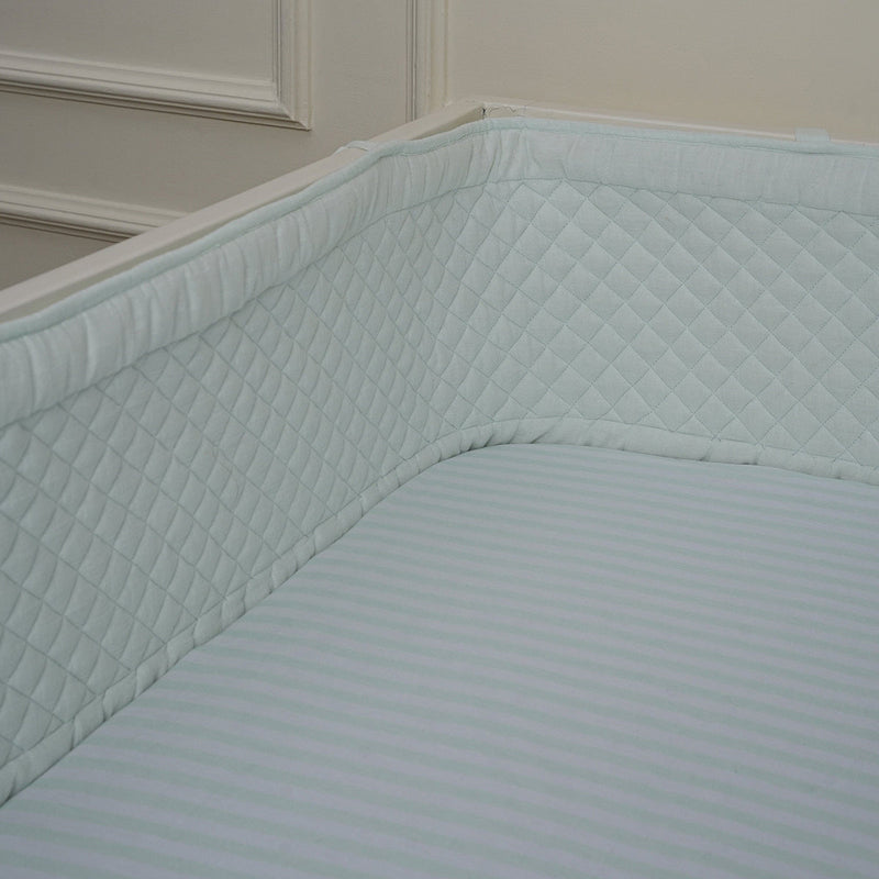 Organic Cotton Baby Cot Bumper | Solid | Green & White.