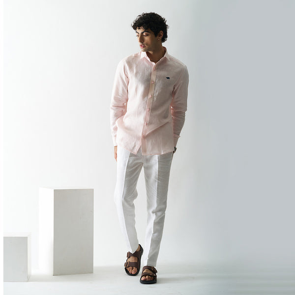 Linen Shirt for Men | Full Sleeves | Pink