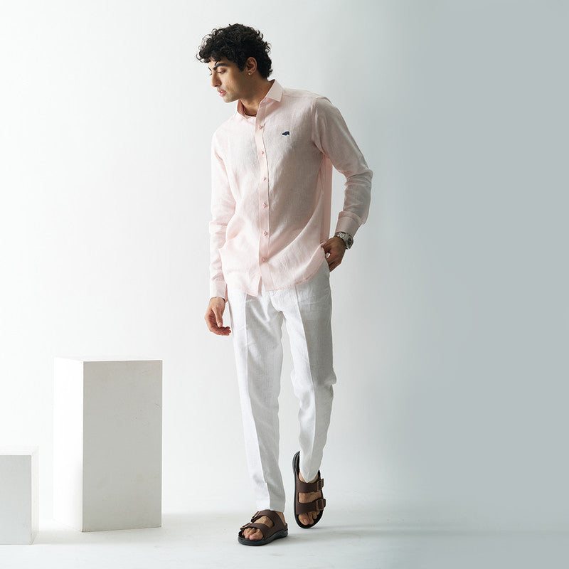 Linen Shirt for Men | Full Sleeves | Pink