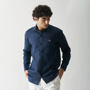 Linen Shirt for Men | Full Sleeves | Navy Blue