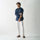 Linen Shirt for Men | Full Sleeves | Navy Blue