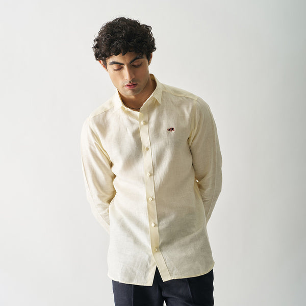 Linen Shirt for Men | Full Sleeves | Cream